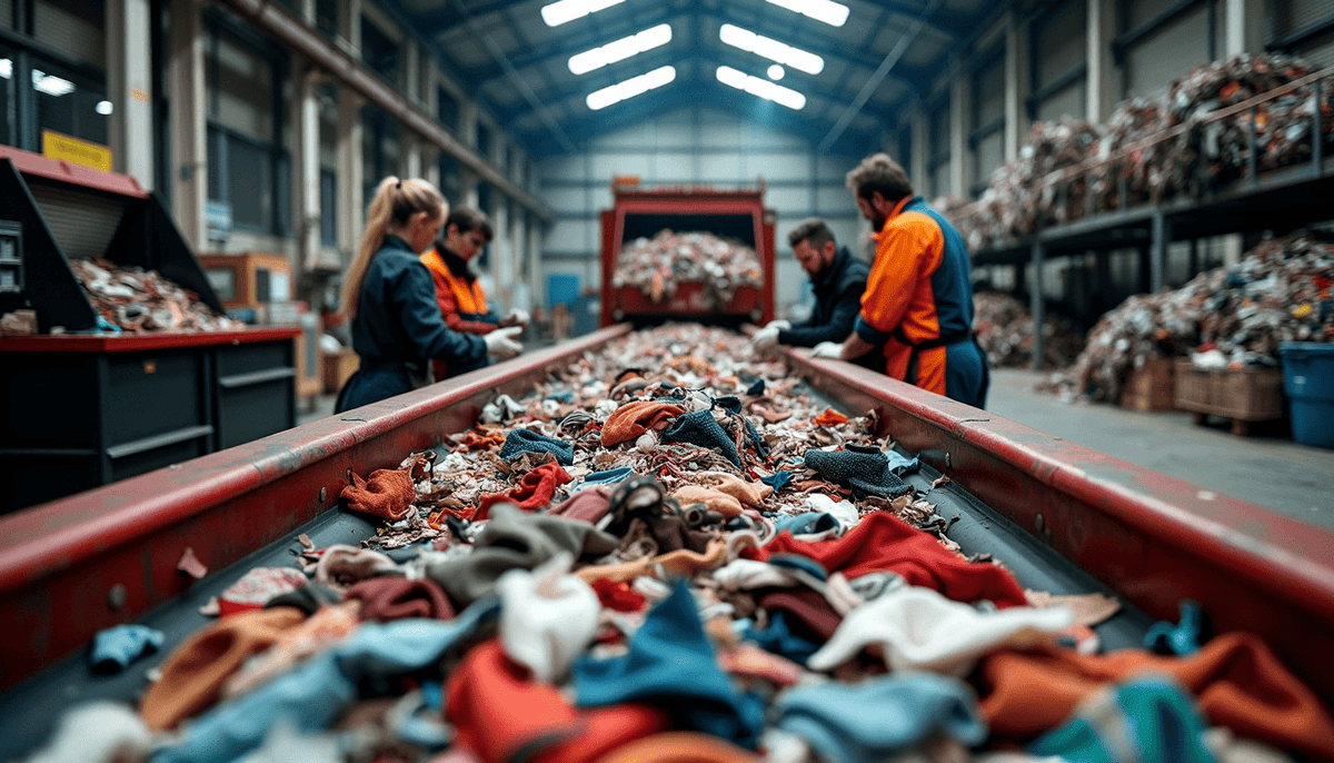 Textile recycling fluent conveyors